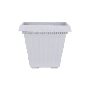 Wham Pack 4 Etruscan 35cm Square Plastic Planter Soft Grey