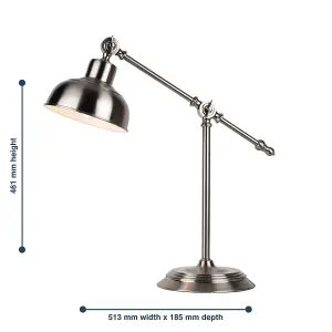 First Choice Lighting Set of 2 Satin Nickel Lever Arm Table Lamps