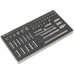 Comprehensive 62 Piece 3/8 Inch Socket Set with Tool Tray for Optimal Organization