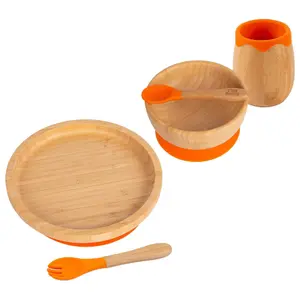 5pc Bamboo Round Baby Weaning Set - Orange