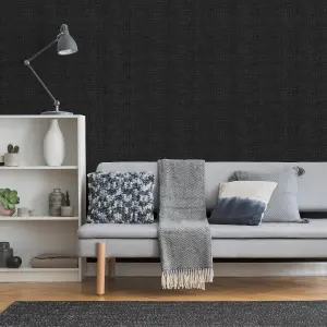 Superfresco Easy Black Crocodile Textured Wallpaper Sample