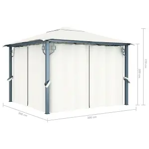 Berkfield Gazebo with Curtain 300x300 cm Cream Aluminium