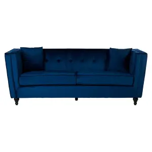 Interiors by Premier Ferris Navy Velvet 3 Seat Sofa