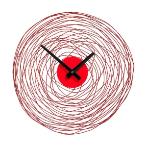 Interiors by Premier Red Swirl Metal and Plastic Wall Clock