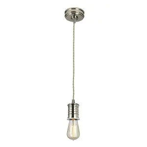 1 Bulb Ceiling Pendant Light Fitting Highly Polished Nickel LED E27 60W