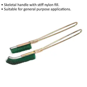 Versatile 2 Piece Nylon Brush Set with Stiff Fill and Skeletal Handle