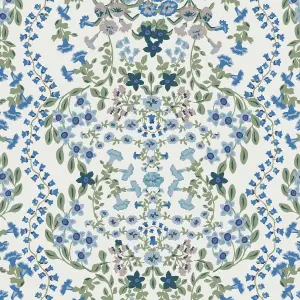 Symmetrical Trellis Ditsy Floral Creme Wallpaper