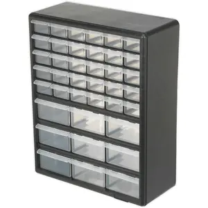 39 Drawer Parts Storage Cabinet - Durable Black Wall Mounted and Freestanding Design