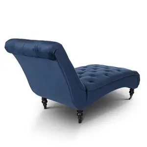 Chaise Lounge in Velvet Marine Blue