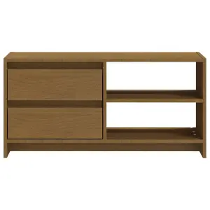 Berkfield TV Cabinet Honey Brown 80x31x39 cm Solid Pinewood