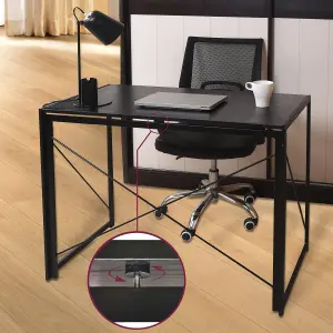 House of Home Multifunction Folding Desk Portable Compact Computer Table In Black 100cm