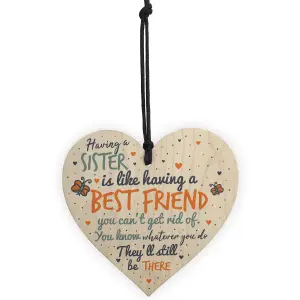 Red Ocean Sister Best FRIEND Gifts Wooden Heart Christmas Friendship Thank You Gift Birthday Plaque Keepsake