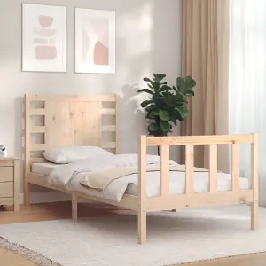 Berkfield Bed Frame with Headboard 90x200 cm Solid Wood