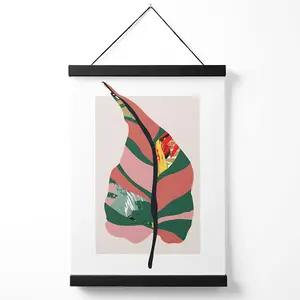 Tropical Plant Green and Red Minamilist Medium Poster with Black Hanger