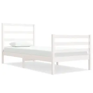 Berkfield Bed Frame White Solid Wood Pine 75x190 cm 2FT6 Small Single