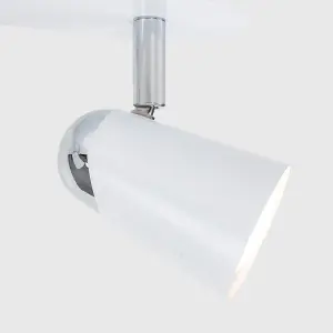 ValueLights Hardy Modern Gloss White and Chrome Adjustable 3 Way Ceiling Spotlight