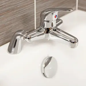 Lago Polished Chrome Round Deck-mounted Bath Filler Tap