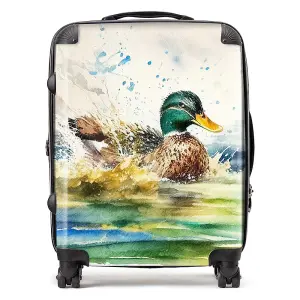 Splashing Mallard Watercolour Suitcase - Large