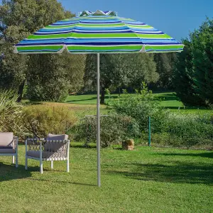 Costway 2M Patio Beach Umbrella Portable Sunshade Umbrella UPF 50+ with Sand Anchor