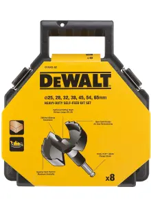 DeWalt DT4593 8 Piece Self Feed Forstner Wood Auger Drill Bit Set 25mm - 65mm