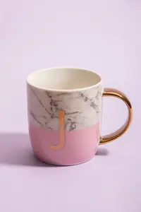 Maison by Premier Mimo Pastel Pink J Letter Monogram Mug