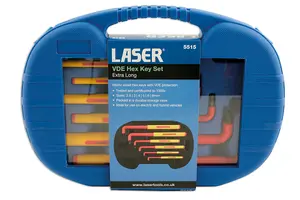 Laser Tools 5515 6pc VDE 1000V Insulated Extra Long Hex Key Set 2.5-8mm