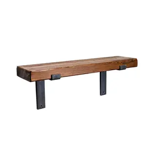 Maryvonne Oak Bracket Shelf with Reclaimed Wood Dark Oak / 24cm H x 20cm W x 22cm D