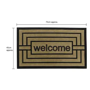 JVL Vienna Rubber Backed Scraper Doormat, 45x75cm, Welcome