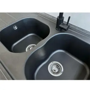 Liquida DK20BL 2.0 Bowl SMC Composite Reversible Inset Large Black Kitchen Sink