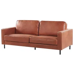 3 Seater Faux Leather Golden Brown SAVALEN