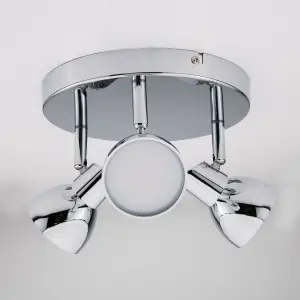 Apollo 3 X 5W Led Chrome Spotlight Round Plate