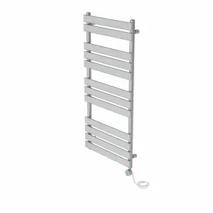 Rinse Bathrooms Smart WiFi Thermostatic Electric Bathroom Flat Panel Heated Towel Rail Radiator with Timer 1200x600mm - Chrome