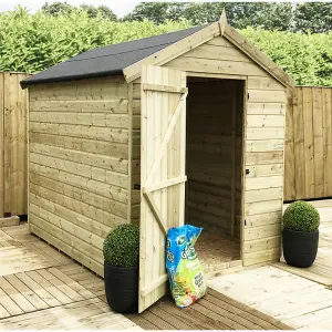 12 x 8 Garden Shed Premier Pressure Treated T&G APEX + Single Door (12' x 8' / 12ft x 8ft) (12x8)