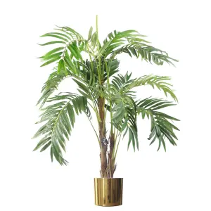 120cm Realistic Artificial palm tree with pot with Gold Metal Planter