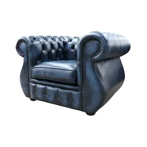 Chesterfield Helena Armchair Antique Blue Leather