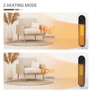 HOMCOM PTC Ceramic Heater Portable Oscillating Tower Space Heater 1200W/2000W