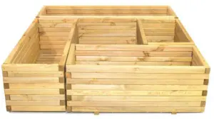 Primrose Pine Raised Flower Bed Planed Trough Planter - Treated Durable Pine & Responsibly Sourced Timber 100cm