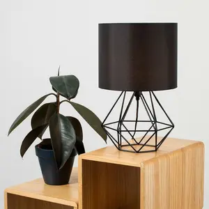 Bartelt Metal Table Lamp Black Base/Black Shade / Yes / G