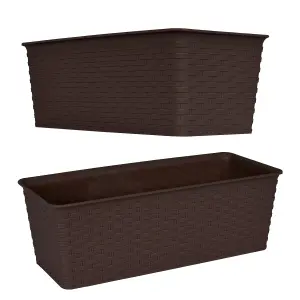 Rectangle Rattan Planter 30cm Brown