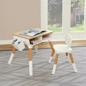 Liberty House Kids Adjustable Desk And Chair Set -Wood White