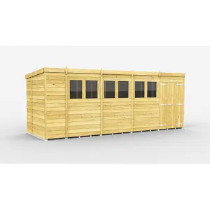 DIY Sheds 19x7 Pent Shed - Double Door With Windows