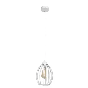 Luminosa Dali Wire Frame Pendant Ceiling Light White 18cm