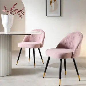 Miyae Set Of 2 Pleated Pale Pink Velvet Upholstered Dining Chairs - Dining Room Chairs - Dining Table Chairs - Daals - Dining Chairs