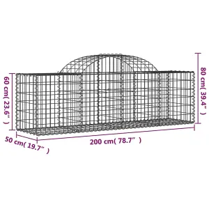 Berkfield Arched Gabion Baskets 15 pcs 200x50x60/80 cm Galvanised Iron