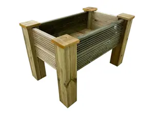 GardenGlow wooden planter, 2-tier grooved surface (L-100cm x D-60cm x H-50cm)