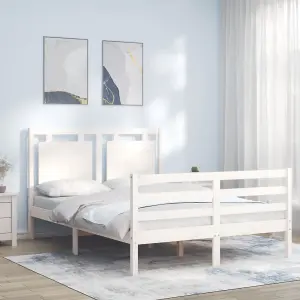 Berkfield Bed Frame with Headboard White 120x200 cm Solid Wood