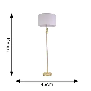 ValueLights Marissa Gold Stacked Ball Floor Lamp with Grey Drum Shade - LED Bulb Included