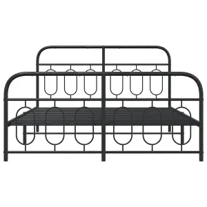 Berkfield Metal Bed Frame without Mattress with Footboard Black 140x190cm