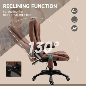 Vinsetto Office Chair w/ Heating Massage Points Relaxing Reclining Brown