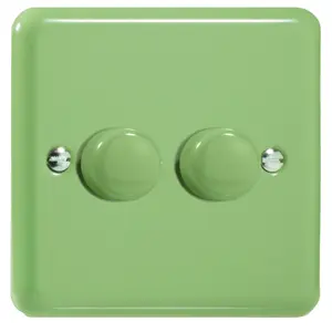 Varilight 2-Gang 2-Way V-Pro Push On/Off Rotary LED Dimmer 2 x 0-120W Beryl Green